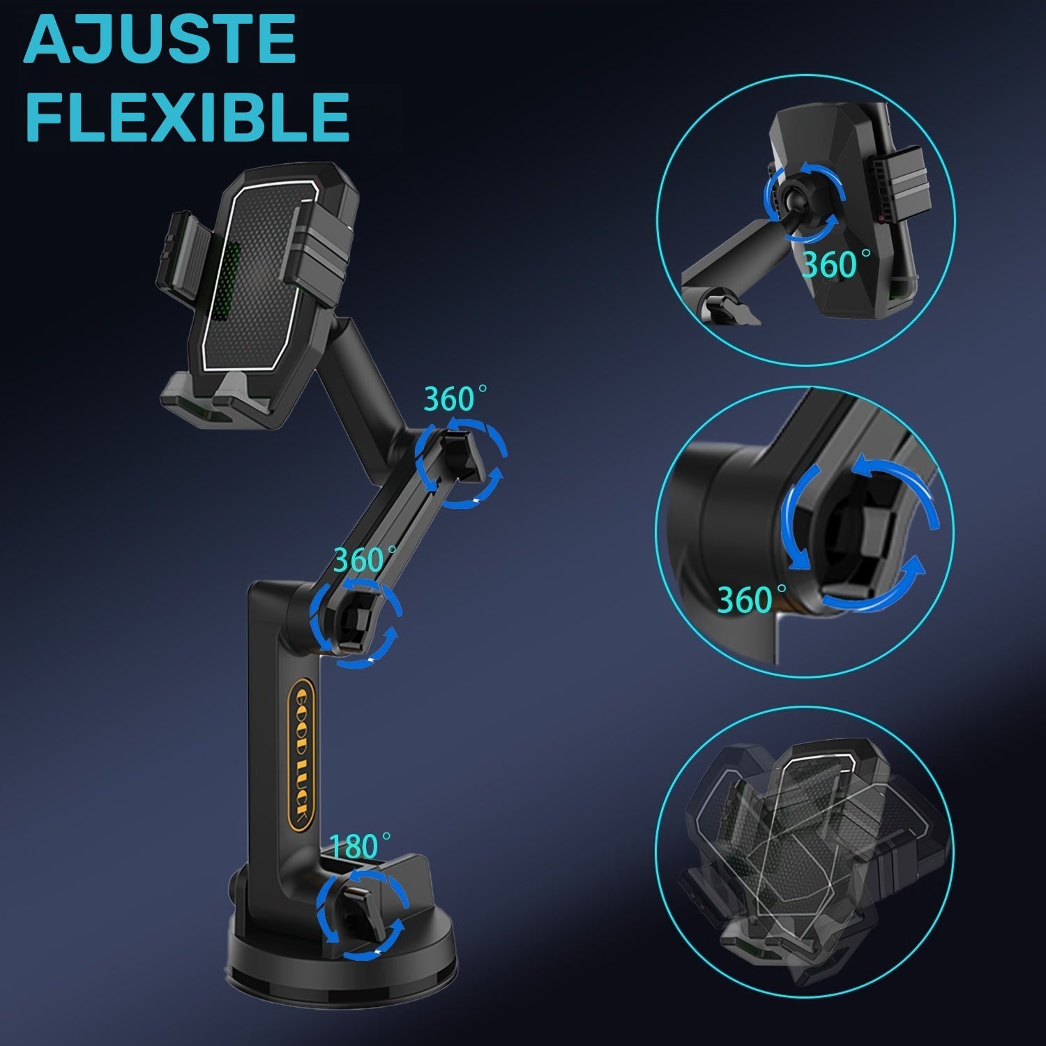 Soporte para Teléfono de Camión con Ventosa de Alta Resistencia, Brazo Compacto de 26.16 cm, Estable, Compatible con iPhone y Samsung, Gris, Semi-Permanente