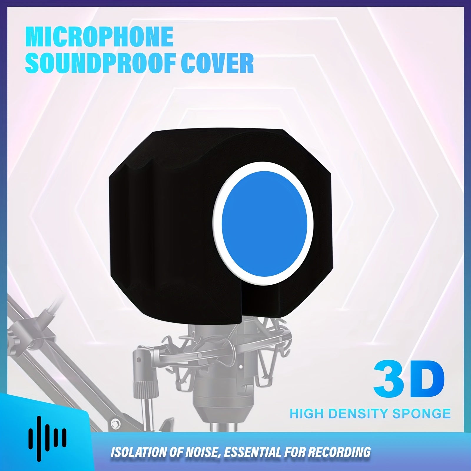 Protector de Viento para Micrófono XGeS con Filtro Antipop y Bola Aislante - Cubierta Reductora de Ruido de Esponja de Alta Densidad de 5 Lados para Estudio y Grabación en Computadora, con Detalle Azul, Mejora la Claridad del Sonido, Escudo de Aislamient