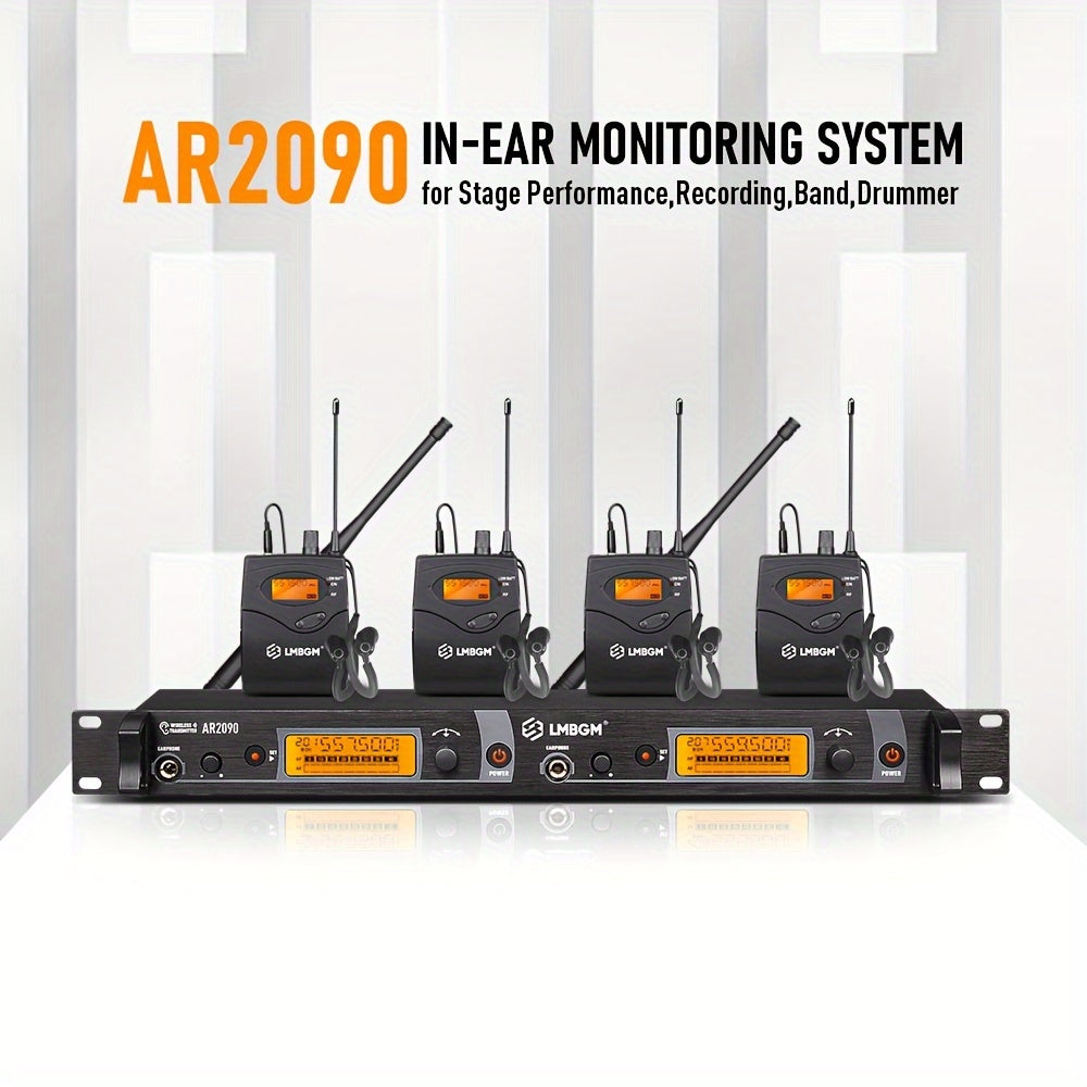 Sistema de monitoreo inalámbrico intrauditivo UHF de dos canales LMBGM con tipo de monitoreo, adecuado para escenario, banda, estudio, músico, monitoreo