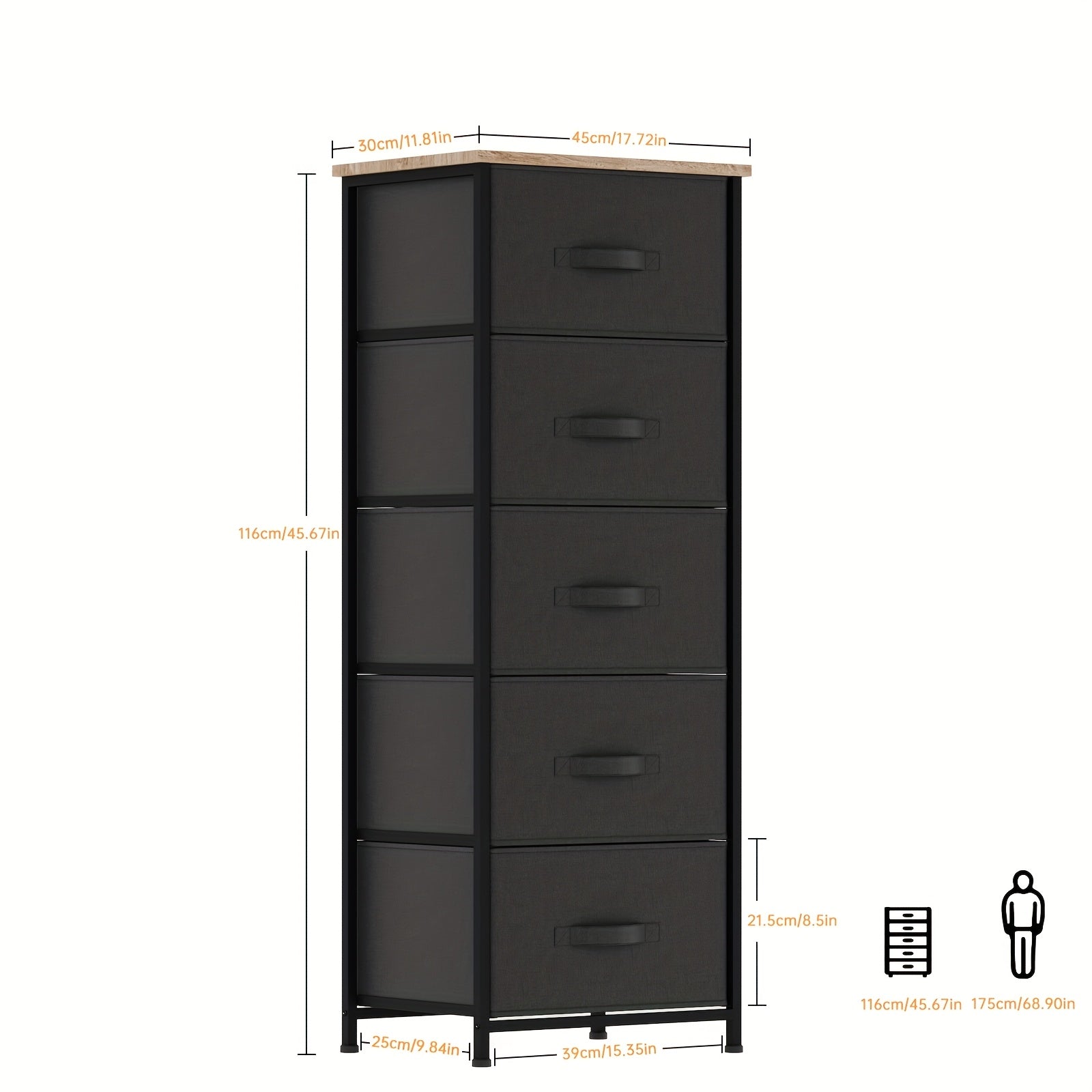 3-5 cajones de armario, caja de almacenamiento con estantes para ropa, estructura metálica y tablero de madera, almohadillas antideslizantes reforzadas, ideal para salón y pasillo