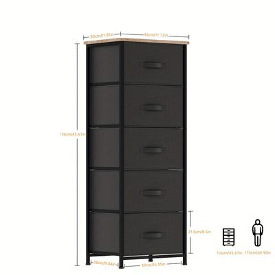 3-5 cajones de armario, caja de almacenamiento con estantes para ropa, estructura metálica y tablero de madera, almohadillas antideslizantes reforzadas, ideal para salón y pasillo