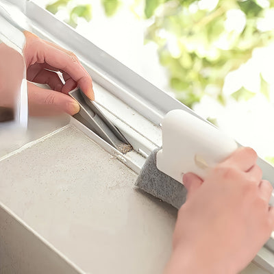 Un cepillo de limpieza portátil versátil adecuado para ventanas y cocinas - Cuenta con surcos y herramientas para grietas fáciles de usar, un elemento esencial reutilizable para limpiar el polvo en casa.