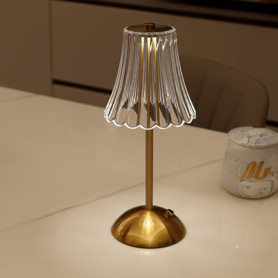 1pc Lámpara de Mesa Metálica Elegante con Control Táctil y Batería Recargable USB - Iluminación Ambiental Ajustable, Acabado en Latón Pulido para Sala de Estar, Dormitorio, Estudio, Comedor y Bar, Lámpara de Mesa Recargable