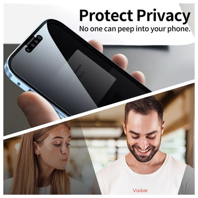 2+2 piezas de protectores de pantalla de privacidad mate con protectores de lentes de cámara para la serie de modelos de for iphone, vidrio templado mate anti-espiar, 9H de dureza, protectores de vidrio de privacidad anti-arañazos, compatibles con for ip