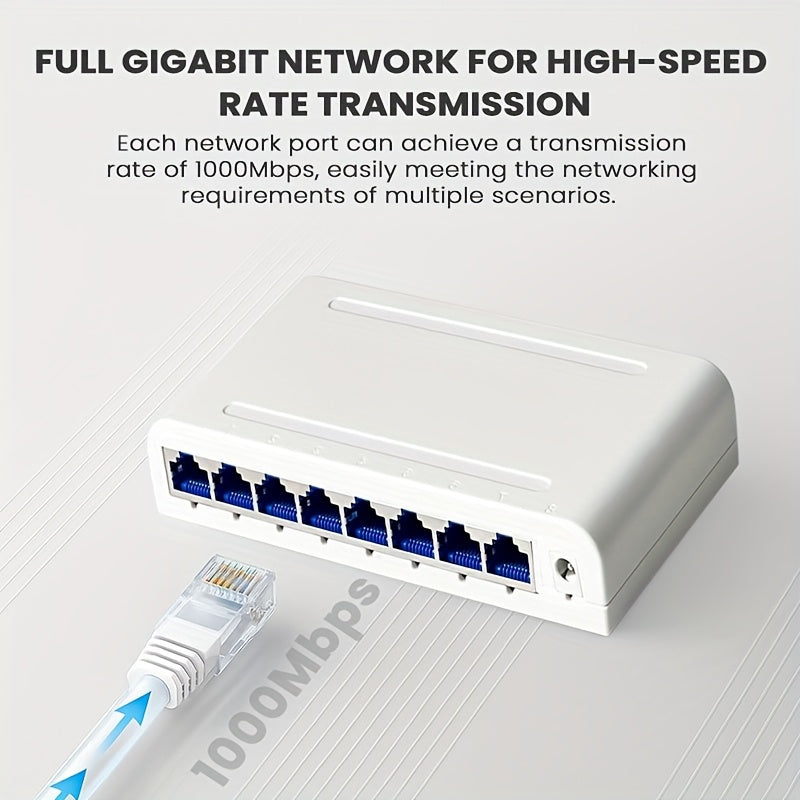 Conmutador de red Ethernet de 1 Gb, alimentado por USB, voltaje de funcionamiento ≤36V, modo E-Wink, control por botón, conmutador multiporta para red, no requiere batería, compatible con múltiples redes.