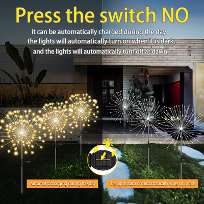8 Modos de Iluminación para Exteriores, Luces Solares de Fuegos Artificiales, Patio, Jardín, Decoración de Iluminación para Exteriores Villa Eid Al-Adha Mubarak