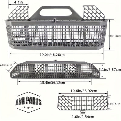 Cesta de reemplazo para lavavajillas - Organizador de cocina de plástico duradero con agujeros de ventilación, diseño que ahorra espacio para almacenamiento de lavavajillas y utensilios, accesorio de fácil acceso para cocinas modernas, organizador de lav