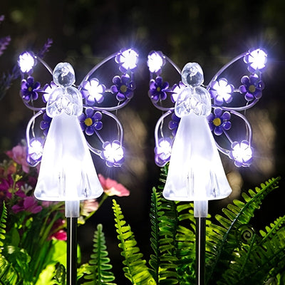 1 pieza de Luz Solar de Jardín con Ángel y Estaca, Luz LED de Paisaje Hada para Césped del Cementerio, Y un Regalo de Condolencia