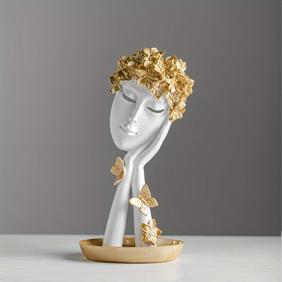 Escultura de Arte Abstracto Elegante - Acabado Dorado, Perfecta para Sala de Estar, Decoración de Oficina, Mueble de Vinos y Exhibición de Entrada