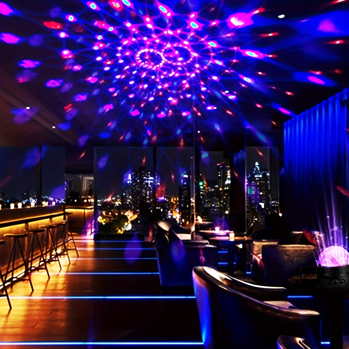 1pc Bola de Discoteca RGB Activada por Sonido con Control Remoto - 7 Modos, Alimentada por USB, Ideal para Fiestas de Baile en Casa, Bares, Karaoke, Halloween, Navidad, Decoración de Bodas, Luz de Fiesta Disco USB