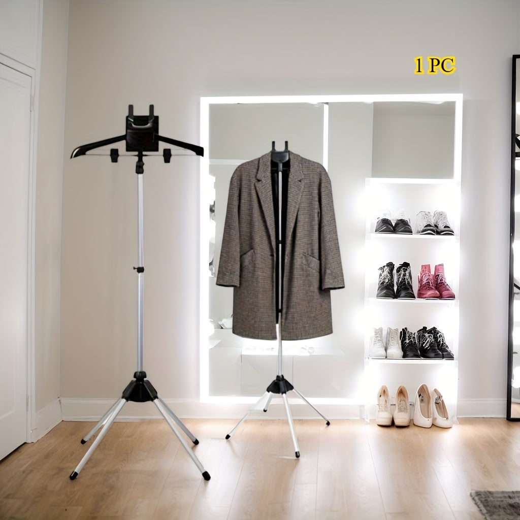 1 pieza de vaporizador de ropa portátil de aluminio con soporte - Capacidad de 4 kg, colgador de planchado manual para ropa, ideal para uso en casa y viajes, colgador de ropa de viaje | Diseño compacto | Estructura de metal duradera, vaporizador de ropa