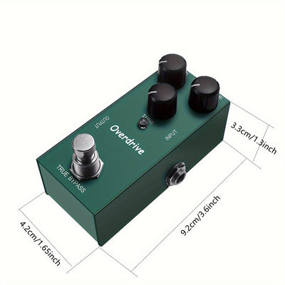 Pedal de efecto de guitarra de overdrive de aleación de aluminio, mini tipo único DC 9V, bypass verdadero, carga USB, voltaje de funcionamiento ≤36V, no requiere batería - Azul