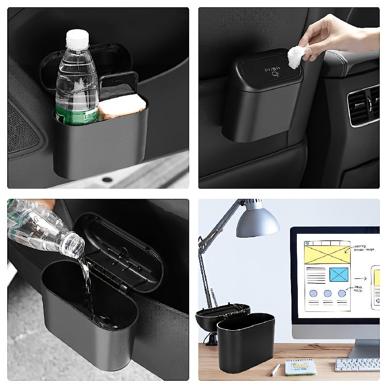 Cubo de Basura para Automóvil Mini con Tapa Impermeable y 2 Bolsas de Basura - Organiza y Almacena Objetos en Tu Vehículo