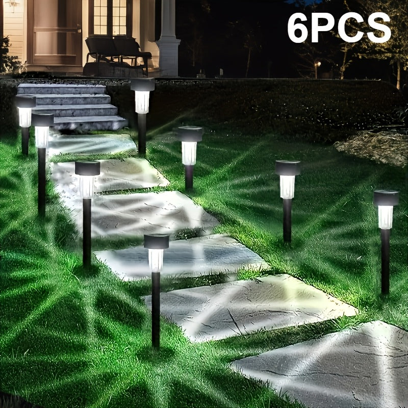 Luces de jardín solares de 6 unidades con LED, impermeables, estacas de jardín de polipropileno, batería de níquel, un color, para decoración exterior de villa y patio