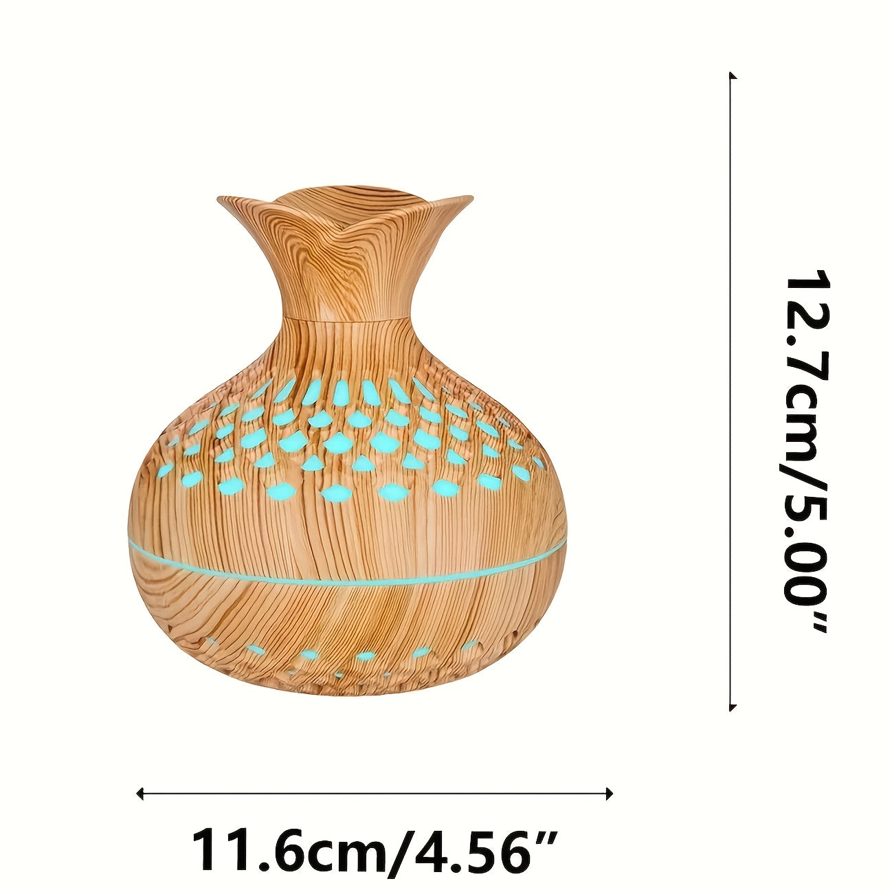 Humidificador de Lujo con Grano de Madera, Nebulizador Frío USB, Diseño Elegante Cortado por Láser, Difusor de Aceites Esenciales y Purificador de Aire para Dormitorio - Idea de Regalo Festivo