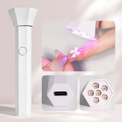 Linterna Relajante de Manicura Portátil con 6 Bombillas LED, Lámpara para Curar Esmalte en Casa