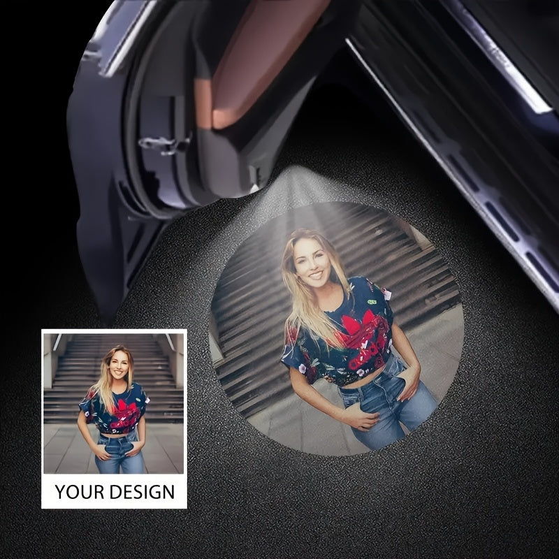Luces de Bienvenida LED Personalizadas con Patrón para Aniversarios y Cumpleaños, 2pcs/4pcs Adecuado para Motos y Coches, Estilo Unisex, Regalo Perfecto para Fiestas
