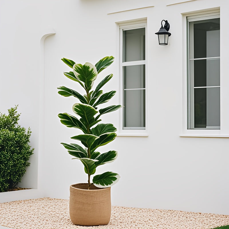 1 pieza de planta artificial decorativa de exterior, maceta de alta gama con 23 hojas grandes, ramas largas, ideal para todas las estaciones en interiores/exteriores, árbol falso tipo bonsái - perfecto para bodas, hoteles, jardines, patios, fotografía, c