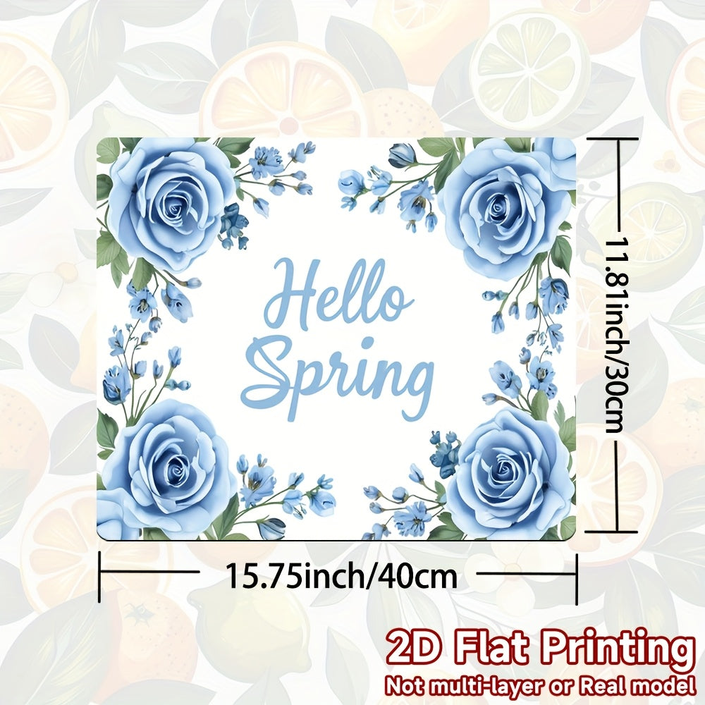 1pc Protector de Cocina Hello Spring Floral - Alfombrilla para Placa de Cocina con Rosas Azules, Resistente al Calor para Inducción, Gas y Horno, Decoración Antirrayaduras para Encimera, Accesorio Estiloso, Fácil de Limpiar, 2D Plana