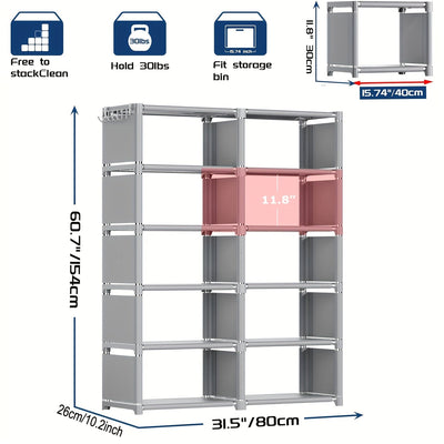 Estantería de 5 Niveles DIY - Marco Metálico Fácil de Montar con Estantes Superpuestos, Unidad de Almacenamiento Independiente para Oficina en Casa, Sala o Dormitorio - Organizador Gris para Libros, Decoración y Plantas, Diseño Moderno y Estético