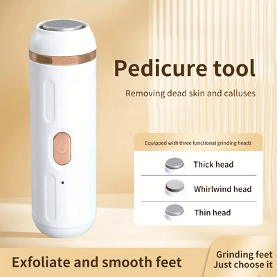Kit profesional de eliminación eléctrica para pies suaves y lisos - Recargable por USB, herramienta de pedicura portátil con mango ergonómico y diseño compacto, regalo ideal para pies duros, agrietados, secos, cuidado de pies ligeramente beige, eliminaci