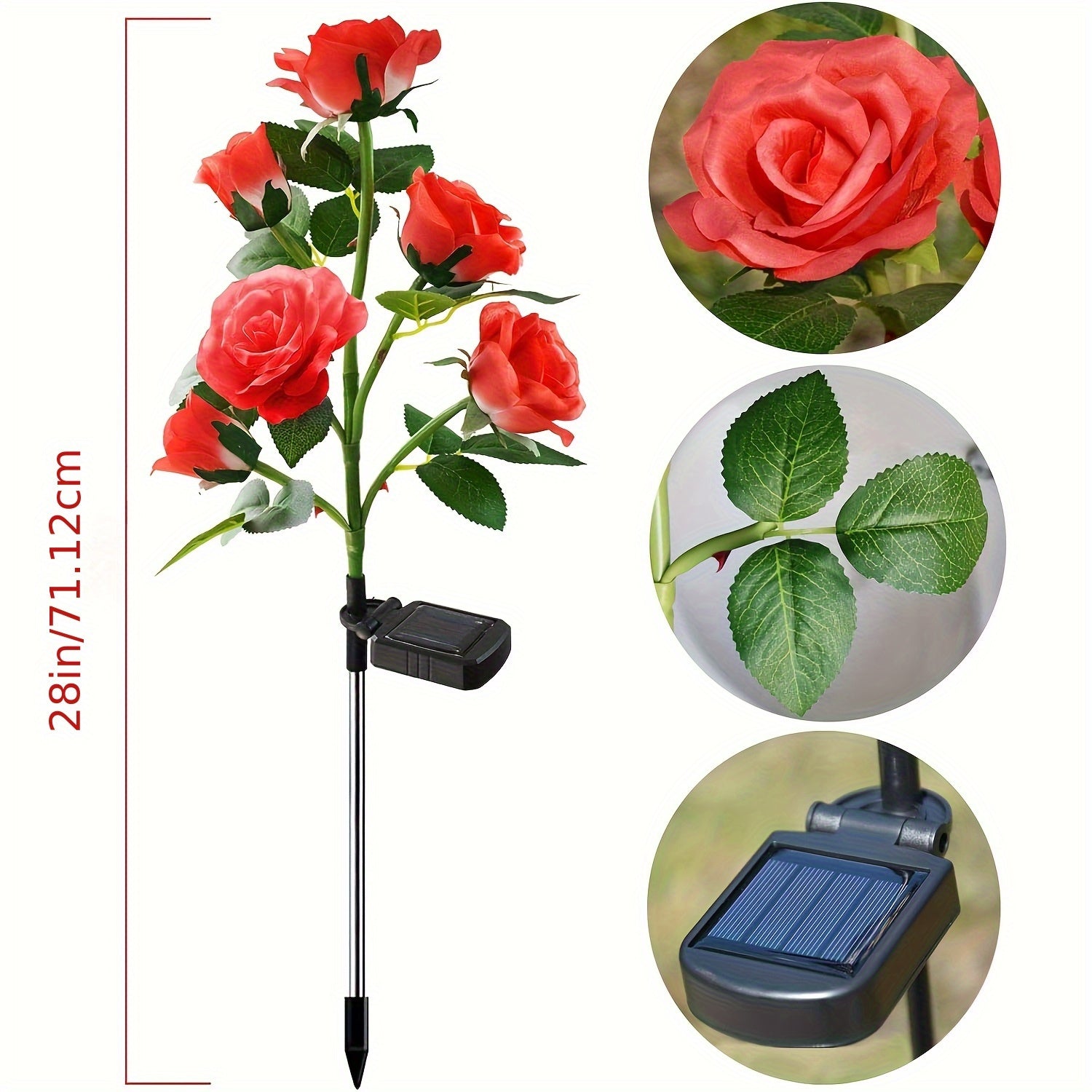 Luces Solares Nuevas 2025 para Decoración Exterior, Luces de Flores Rosas Solares para Jardín, Luces Exteriores Solares Adecuadas para Patio, Patio Interior y Cementerio, Regalo
