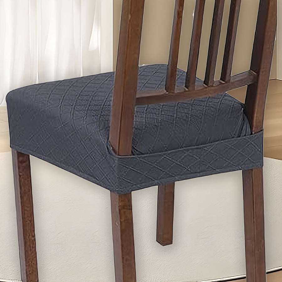 1 Funda De Asiento De Silla De Jacquard De Color Sólido Con Cierre Doble, Funda De Cojín De Silla Elástica Lavable, Adecuada Para Sillas De Comedor, Funda De Asiento De Restaurante, Funda Protectora Para Silla, Protector De Muebles Para Comedor, Oficina,