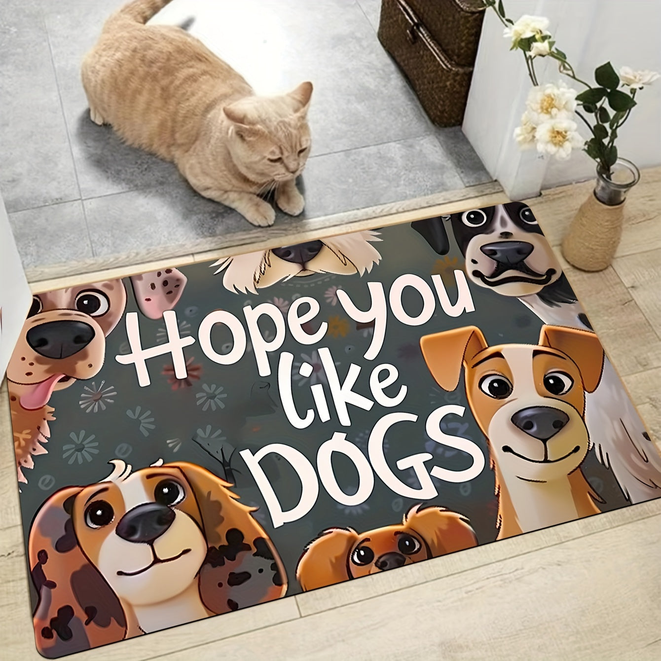 Felpudo de poliéster con diseño de perro de dibujos animados lindo, alfombra de baño suave y gruesa de 8 mm, lavable a máquina, alfombra antideslizante para cocina, alfombra de salón, alfombra de dormitorio, alfombra de entrada interior, alfombra decorat