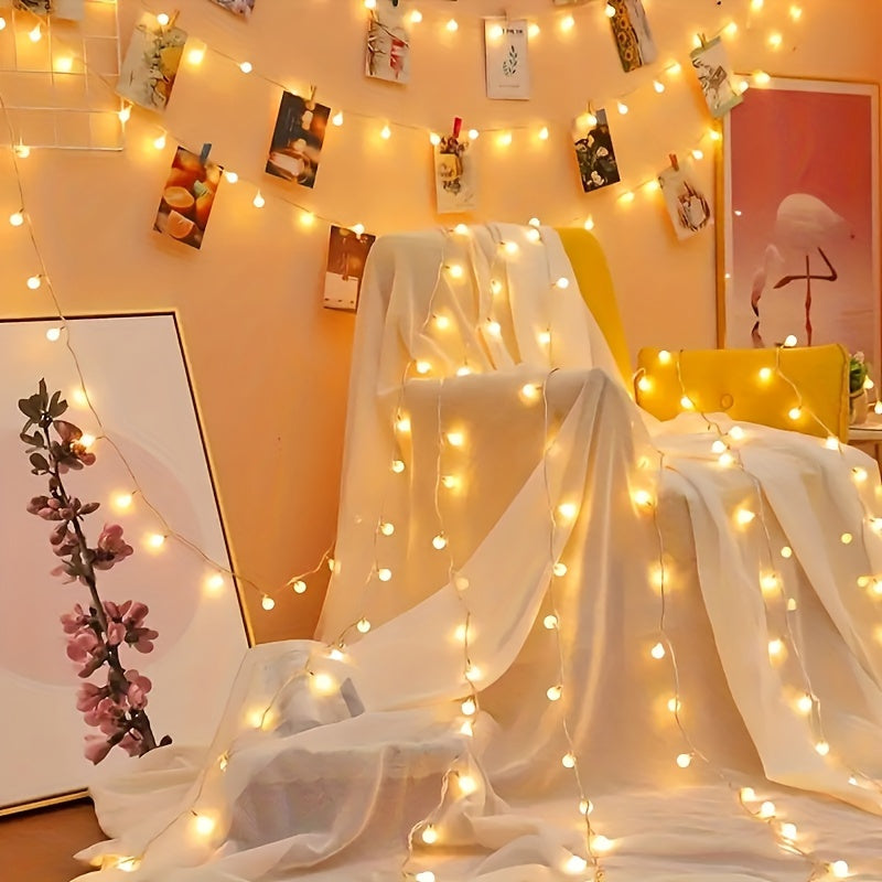 1pc Luces de cuerda de globo operadas por batería, 10/20/40 LEDs Luces de hada de blanco cálido para interior, exterior, patio trasero, jardín, fiesta, dormitorio, sala de estar, aula, decoración de camping, Halloween, Navidad - Material PVC/Metal, Blanc
