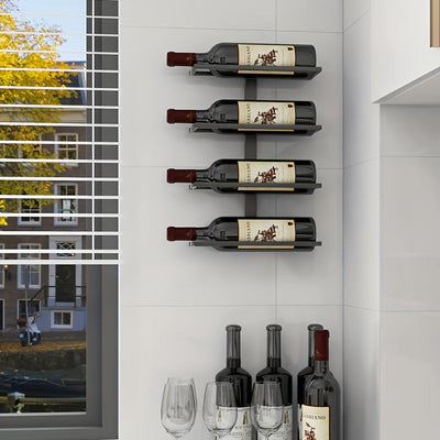 Estante de bar montado en la pared para exhibir botellas rojas, un pieza decorativa creativa para tu bar.