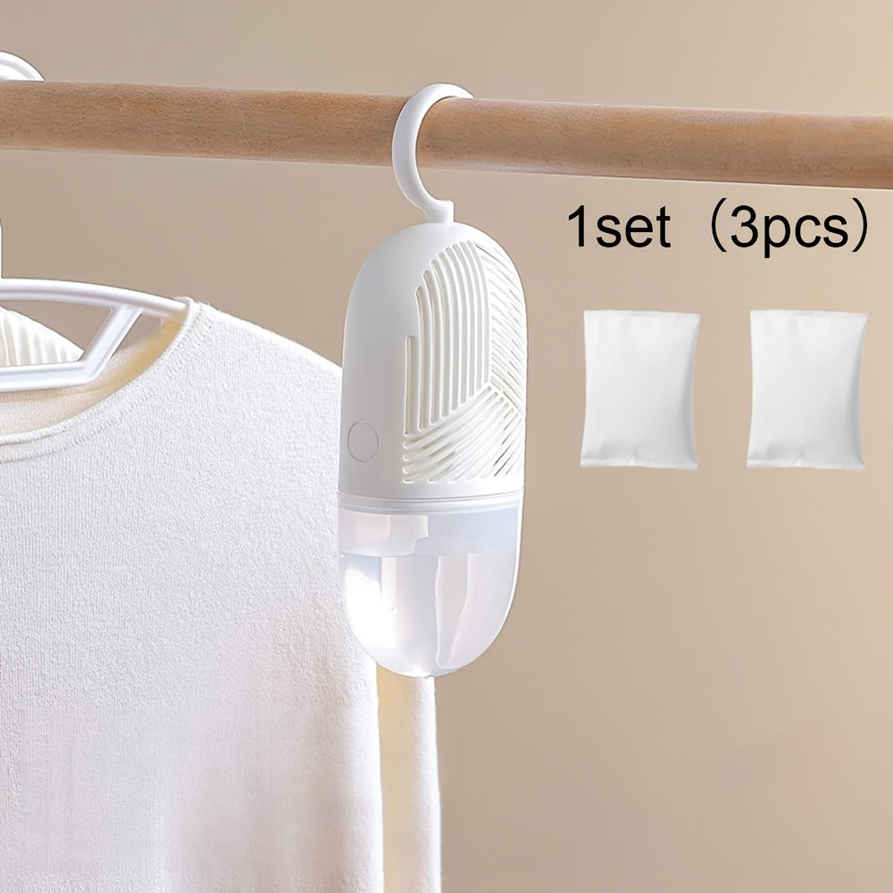 3/5/8 piezas de cajas y bolsas de secado reutilizables de PVC que absorben la humedad - Bolsas transparentes anti-moho, adecuadas para armarios y baños, no requieren energía, accesorios de deshumidificación para armarios, diseño minimalista.