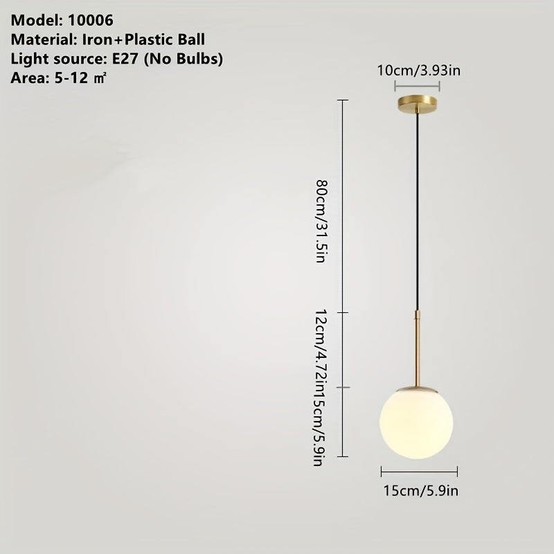 Lámpara colgante moderna minimalista, diseño elegante en metal con pantalla blanca esférica, ideal para decoración de comedor, bar o pasillo, iluminación de barras, lámparas colgantes para techo con acabado metálico
