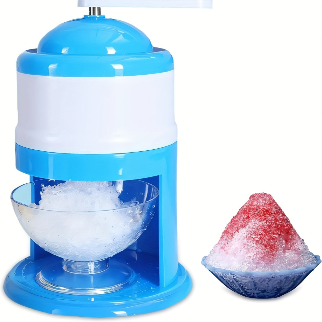 Máquina de batido de frutas y leche manual - Máquina de batido de frutas y leche con manivela, plástico ABS duradero, azul y blanco, perfecta para fiestas de verano y uso doméstico, no requiere electricidad, máquina de picar hielo.