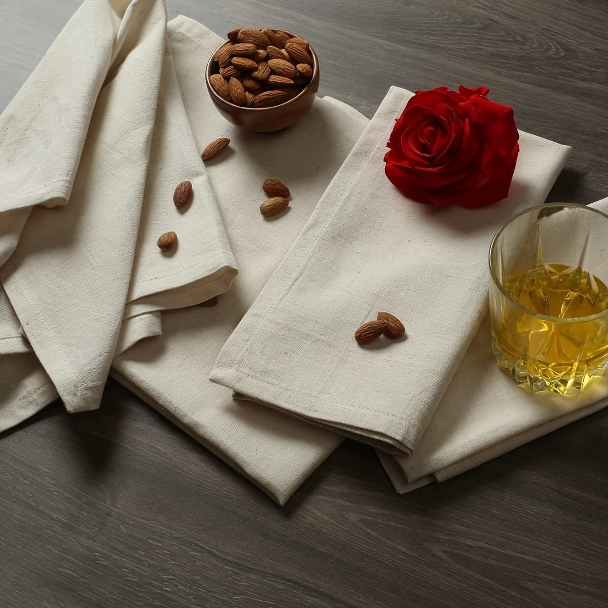 Juego de 6 Servilletas Cuadradas de Poliéster en Color Beige con Rayas Marrones - Suaves y Duraderas para Mesa de Comedor, Uso en Cocina y Restaurante, Servilletas de Cocina | Servilletas Minimalistas | Textura Tejida