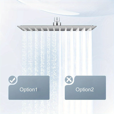 1 pieza de ducha de lluvia vintage de acero inoxidable con boquillas de silicona - Ducha de cascada completa para el cuerpo, diseño cuadrado montado en el techo para actualizar el baño moderno, no necesita electricidad, cabeza de ducha para baño, experie