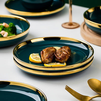 3 piezas de platos lujosos y elegantes para cena, uso en el hogar, platos para pasta de lujo, platos para bocadillos, platos para carne