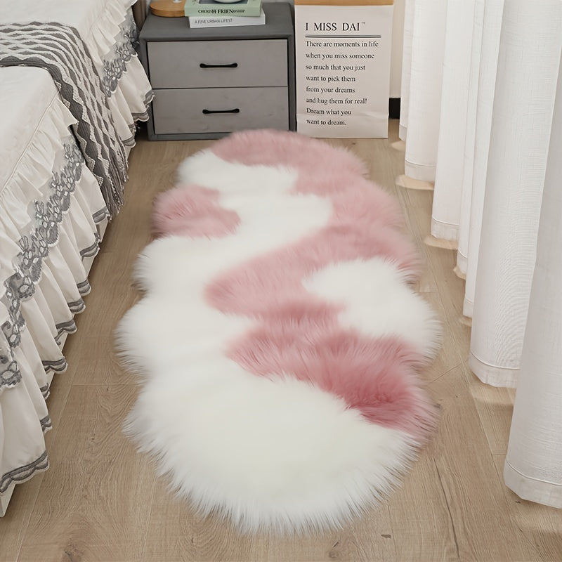 Alfombra de peluche con bloques de color, suave, gruesa y lavable a máquina, para decoración de sala y dormitorio