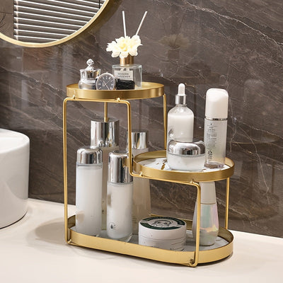 1 Pieza, Organizador De Cosméticos De 3 Niveles, Elegante Estante De Hierro Fundido Para Maquillaje, Cuidado De La Piel, Perfume, Lápiz Labial, Cepillo De Dientes, Encimera De Baño, Tocador, Estante De Almacenamiento De Mesa De Maquillaje