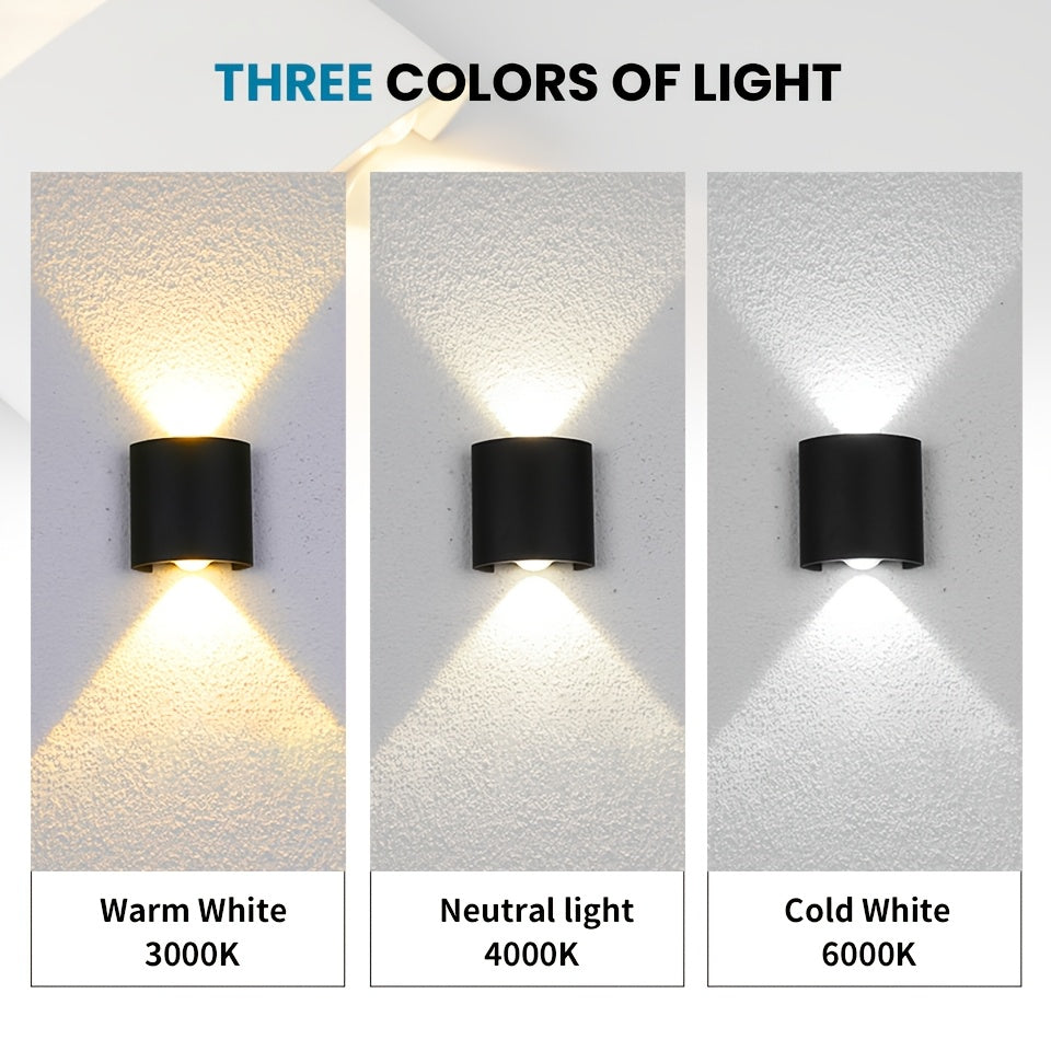 Lámpara de pared LED moderna, 2W, 85-265V, para interior y exterior, jardín o patio, con hardware de instalación, montaje semiempotrado, plástico negro, desmontable, sin batería, iluminación para patio | Lámpara de pared elegante | Luz LED moderna, luces