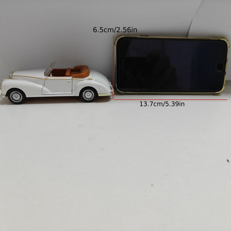 Modelo de Coche Clásico Retrò Convertible Escala 1:36 - Construcción en Aleación y Plástico, Blanco//Azul con Interior Marrón, Detalles Cromados - Juguete Coleccionable para Aficionados, Decoración para Hogar/Ocio, Diseño Automotriz Retro | Artículo de C