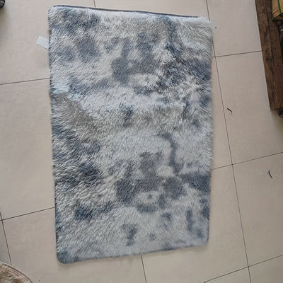 1 alfombra suave para dormitorio, alfombra antideslizante para la cama, color liso, forma rectangular, ligera, lavable, esponjosa, tejido de punto, hecha a máquina, respaldo de polipropileno, fibra de poliéster.