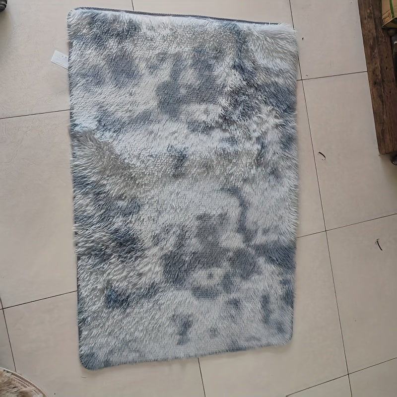 1 alfombra suave para dormitorio, alfombra antideslizante para la cama, color liso, forma rectangular, ligera, lavable, esponjosa, tejido de punto, hecha a máquina, respaldo de polipropileno, fibra de poliéster.