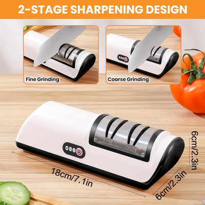 Afilar Cuchillos Profesional de 2 Etapas Eléctrico, Afilador para Diversos Cuchillos de Cocina, Función Rápida de Afilado y Pulido, Herramienta de Cocina Fácil de Usar