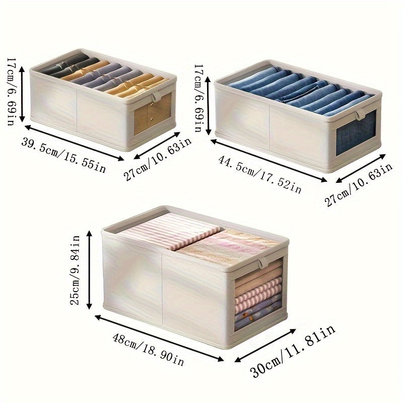 1pc Organizador de jeans para armario portátil, caja de almacenamiento de ropa para cajones, contenedor de almacenamiento de tela Oxford perfecto para guardarropas, suministros de cocina para el hogar, plegable, sin terminar, tipo inserto, material de te