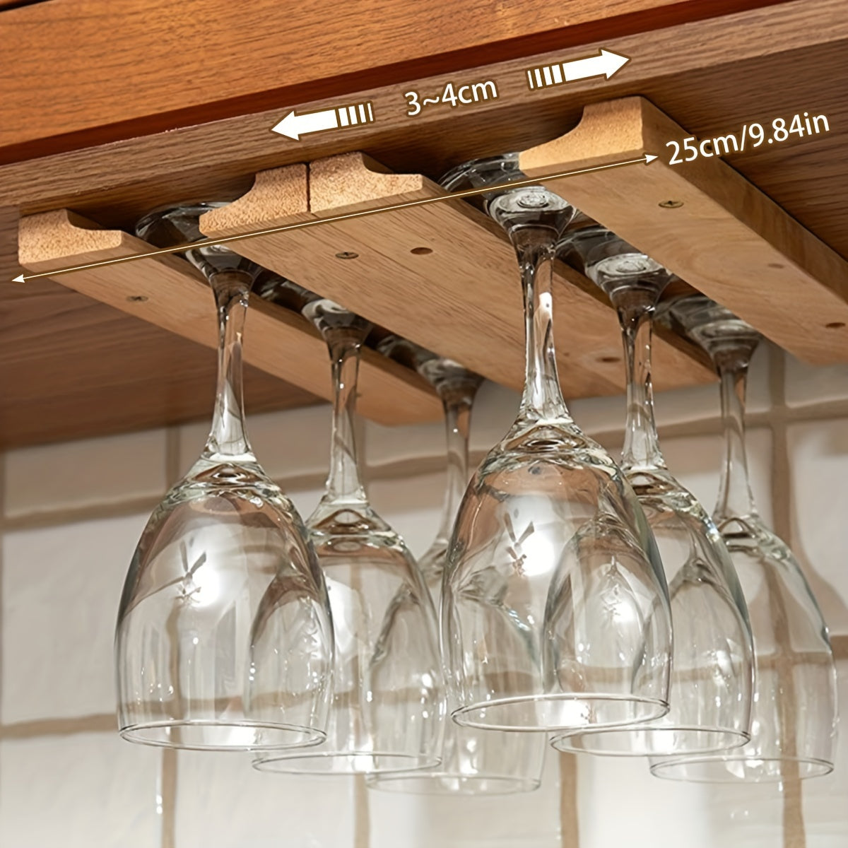 4 piezas Soporte de vino de madera elegante - Diseño de alta gama y elegante para colgar copas de vino, ideal para el hogar o el bar, Accesorios de bar | Soporte de vino moderno | Construcción de madera, Estantería para vino