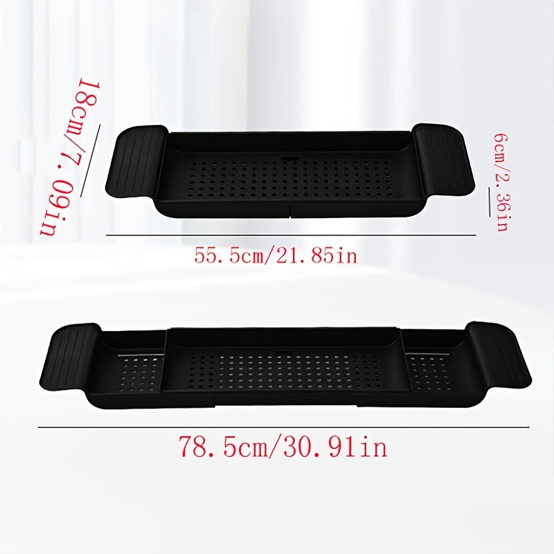 1pc Bandeja De Bañera, Estante De Baño Retráctil, Organizador De Baño Simple, Bandeja De Bañera De Plástico Multifuncional, Accesorios De Baño