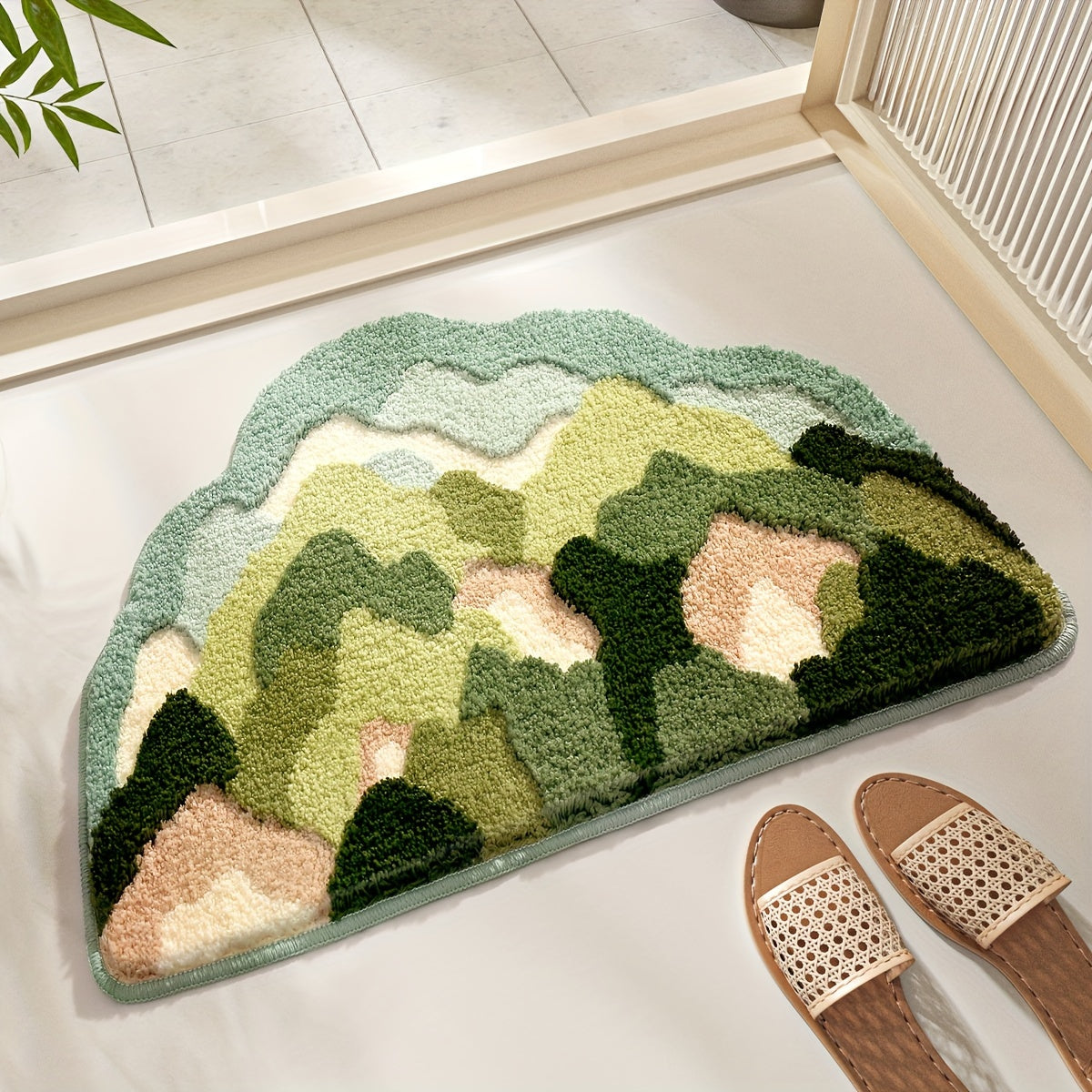 Alfombra de Baño Floral Extra Suave y Absorbente, Antideslizante y Cómoda de Poliéster para Suelo, Lavabo, Bañera, Ducha - Ideal para Decoración de Primavera y Regalo de Navidad, Decoración Navideña