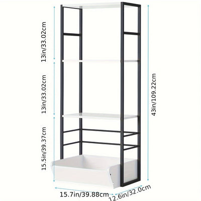 Librería de Madera Blanca Versátil de 4 Niveles & Organizador de Juguetes - Montaje Fácil, Estructura Metálica para Almacenamiento en el Hogar