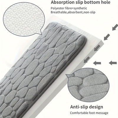 1 pieza de alfombrilla de baño lavable con respaldo de PVC - Pile bajo, alfombrilla de baño rectangular de poliéster, altamente absorbente y de secado rápido, superficie texturizada para un mayor confort, ideal para uso en casa y hoteles, alfombrilla de