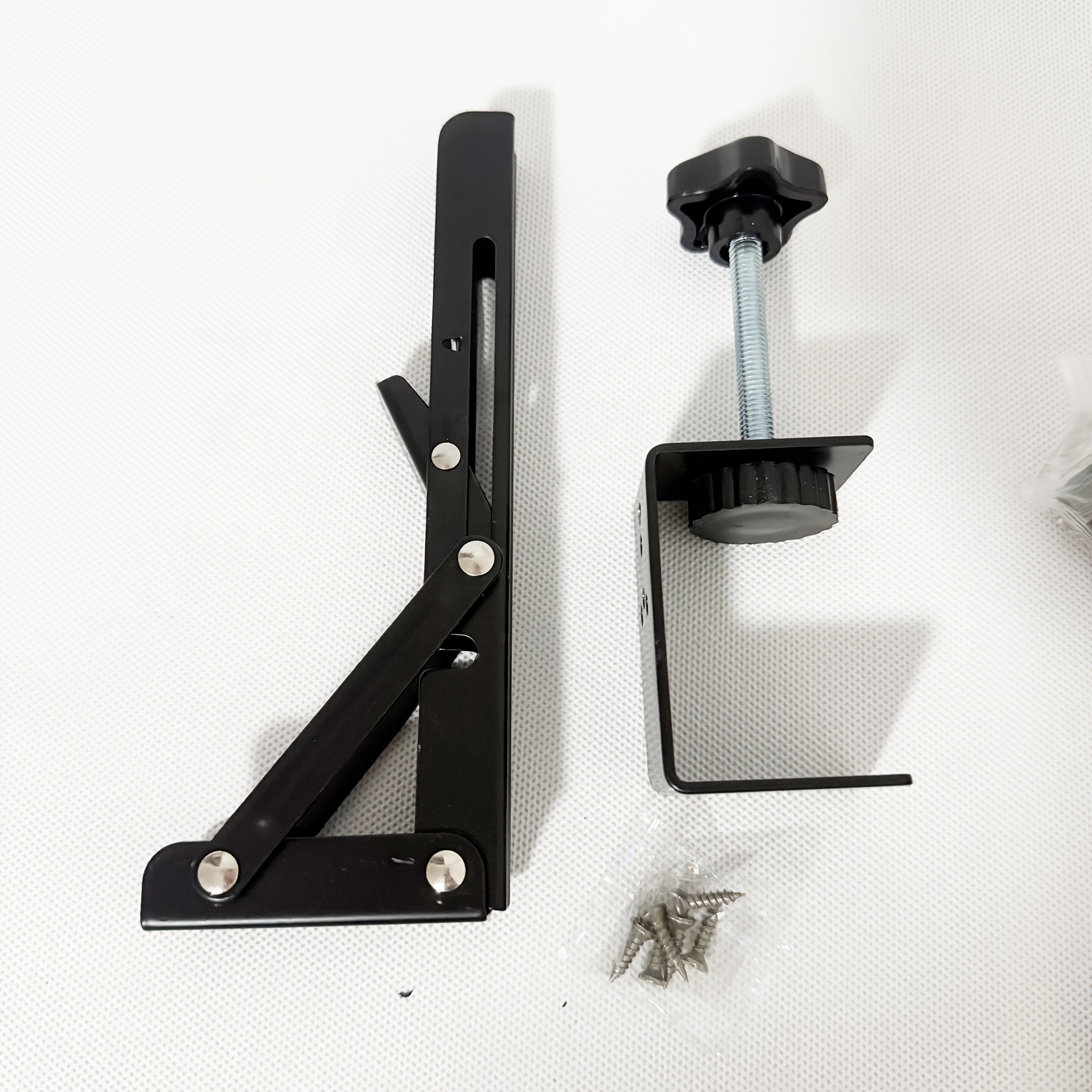 Extensión de escritorio de acero negro moderno - Extensor de escritorio de computadora plegable sin taladro con altura ajustable, sujeción sólida para hogar y oficina, extensión de escritorio, acabado metálico elegante, construcción duradera